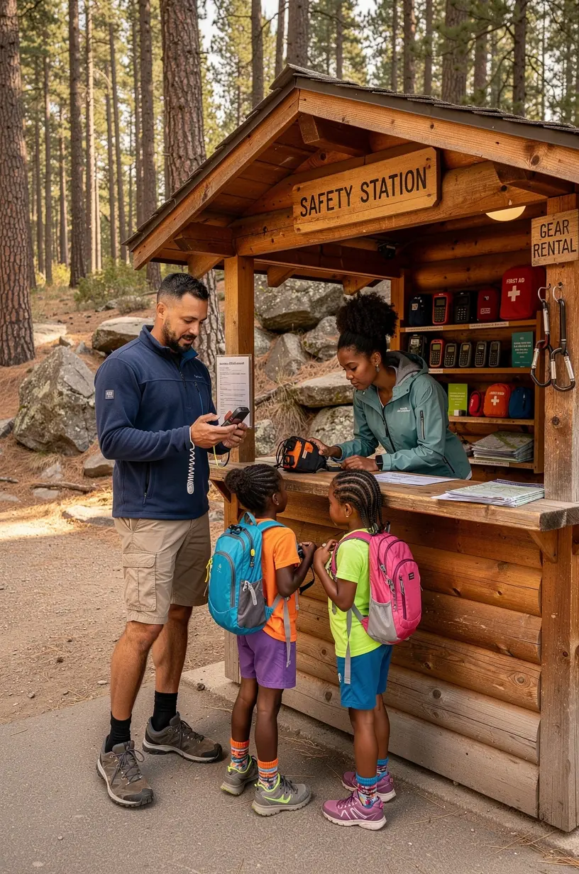 Компактный аварийный набор с медицинскими принадлежностями и средствами связи, доступный для аренды на туристических маршрутах